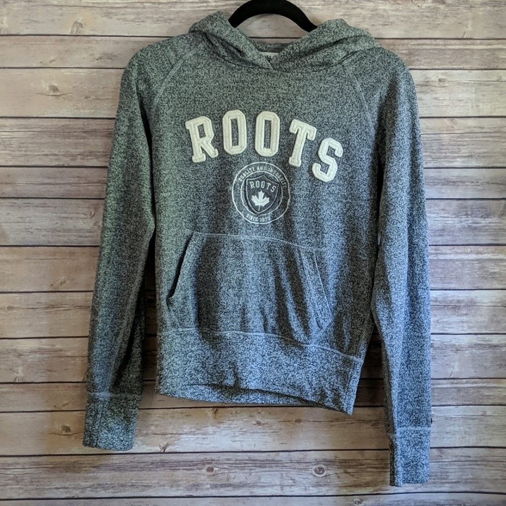 Roots Heathered Gray Pullover Hooded Sweater
